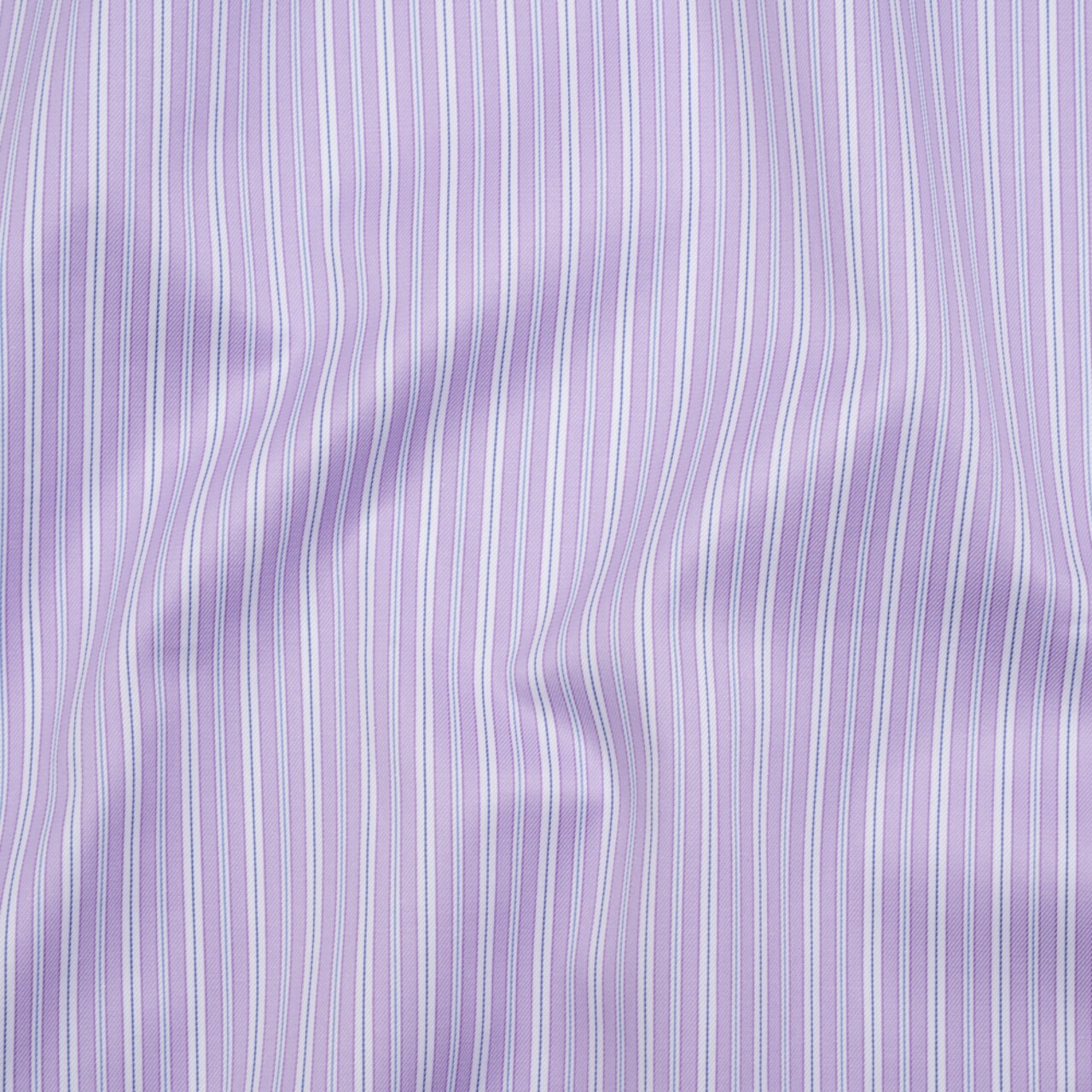 1 Yard Cotton Twill Shirting Made in Italy Lavender, White and Navy Stripes Deadstock